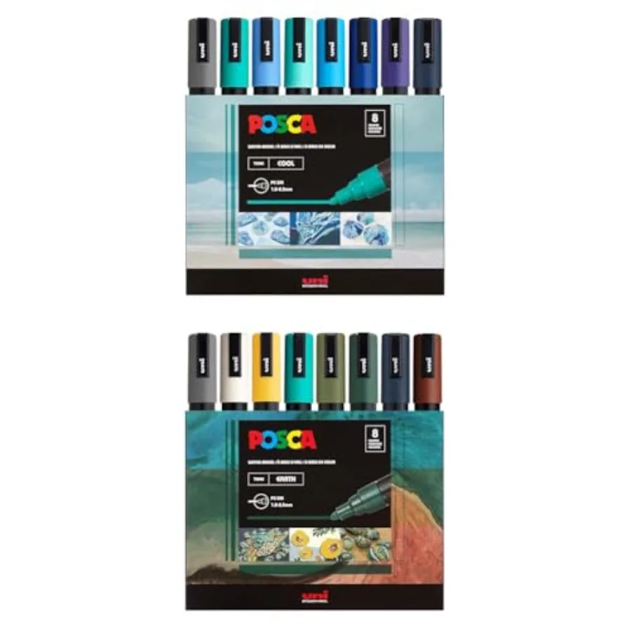 

Markers Bundle 16 Medium Paint Markers 5M - 8 Cool Tones + 8 Earth Tones