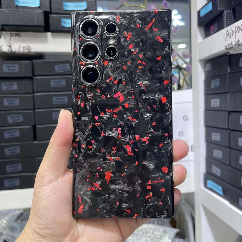 Case for Samsung S24 Ultra & S23 Ultra Forging Carbon Fiber Anti-explosion Cell Mobile Phone Protective Cover Protection Shell