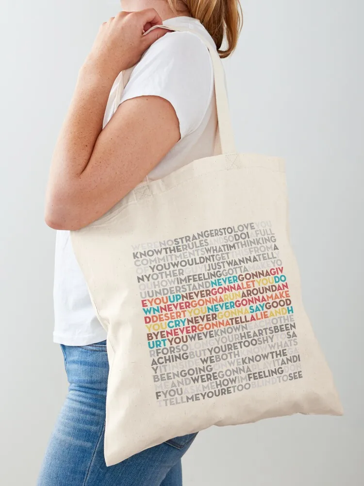 Never Gonna Give You Up - Rick Astley (lyrics) v.9 Tote Bag Gift bags tote bag Gift bag