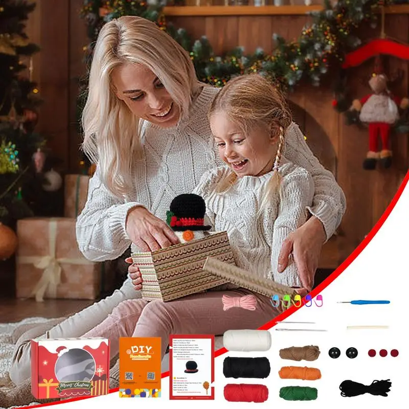 Weihnachten Häkeln Kits Schneemann Häkeln Kit für Anfänger Erwachsene Bastel bedarf mit Englisch Video Tutorials Weihnachten hand gefertigt