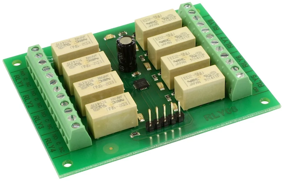 RLY08 - 8 Channel I2C/Serial Relay Module Development Board