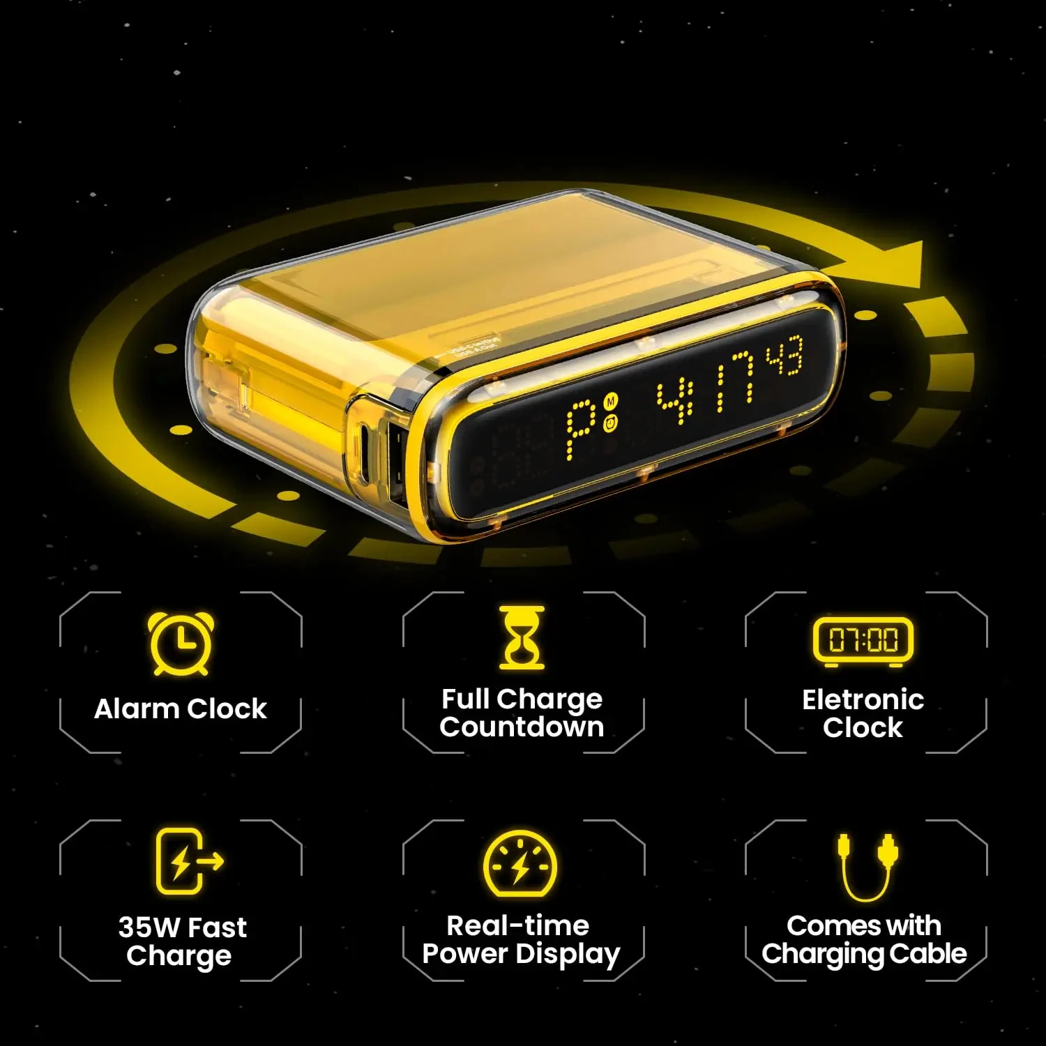 For IPhone 15/Samsung S22 Power Bank 10000mAh PD 35W  Portable Charger with USB-C Lightning Cable Spare Battery Compatible