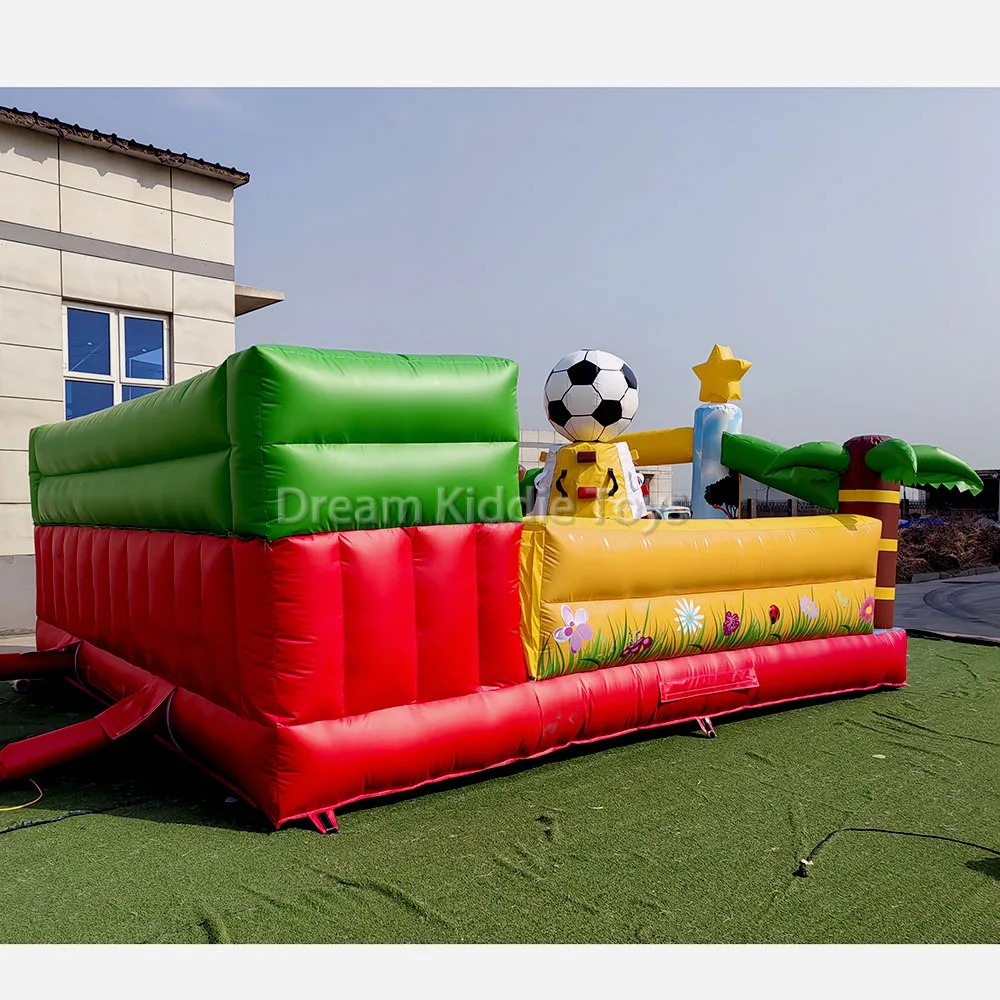 Soccer Themed Park Indoor Playground Toddler Inflatable Playland Trampoline With Climbing Wall Slide Bounce House Combo for Kids