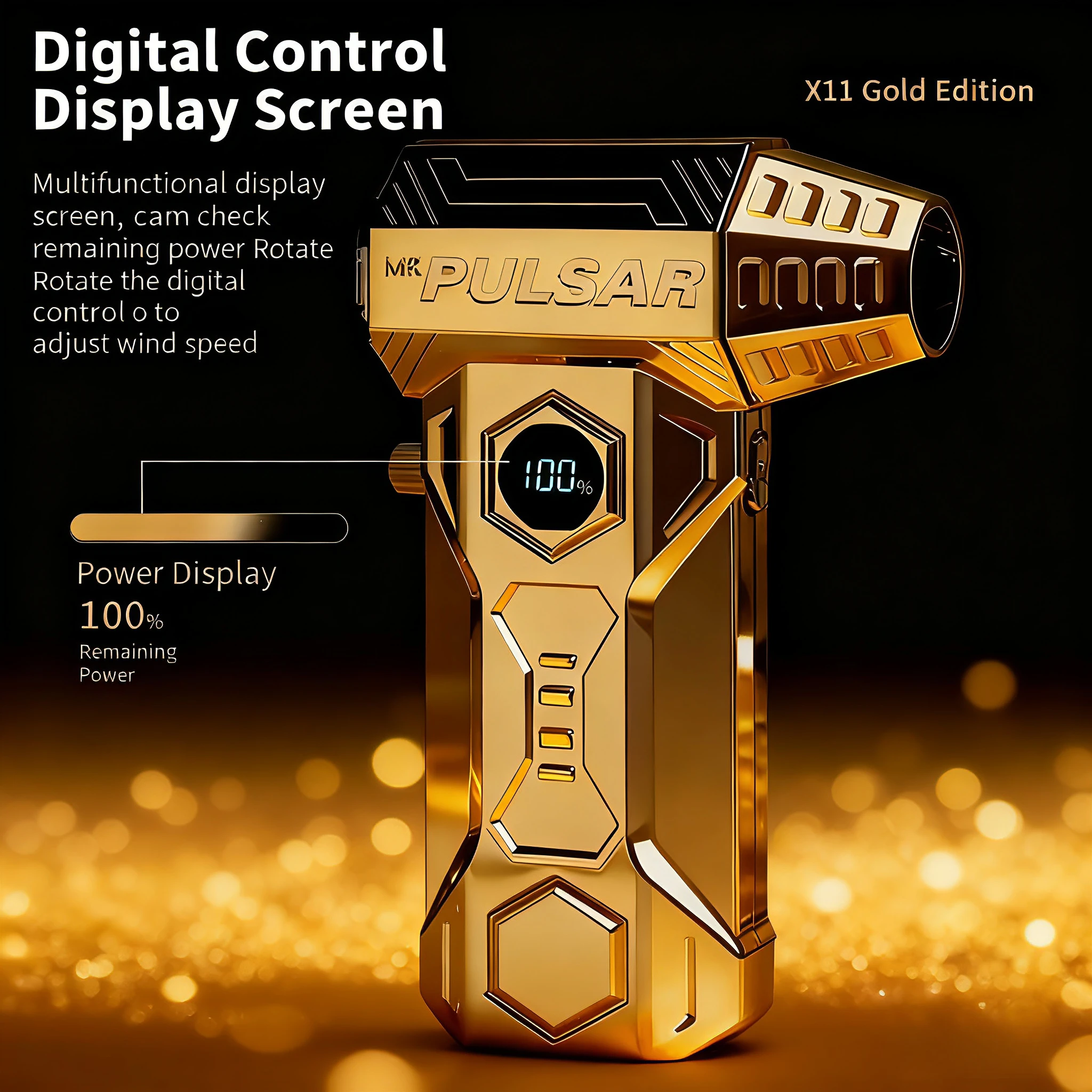 

Высокоскоростной мощный вентилятор Gold X11Pro Max, 990000 об/мин, скорость ветра 75 м/с, со светодиодным экраном, бесщеточная электрическая машина.