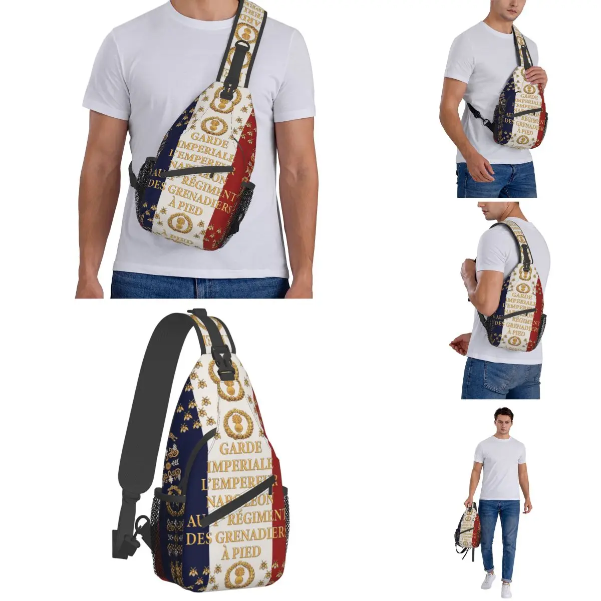 Napoleonic French Flag Sling Bags Chest Crossbody Shoulder Backpack Travel Hiking Daypacks Garde Imperiale Casual Bags