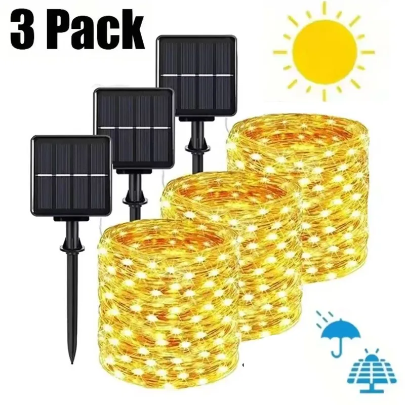 

1 2 3 4 Packs Copper Wire Outdoor Solar String Light for Wedding Party Home Garden Summer Decoration LED Solar Garland Lamp