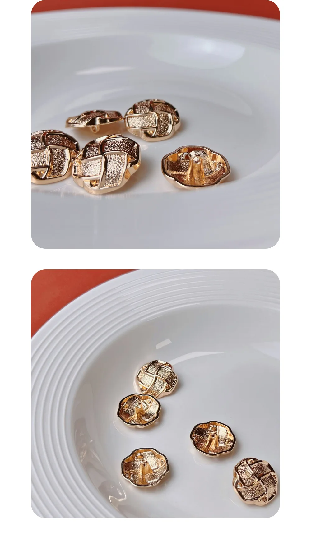 10 Stück Metallknöpfe zum Nähen von Kleidung, DIY-Handwerk, hochwertiger dekorativer karierter blumenförmiger Knopf, Kleidungszubehör – Detail 6