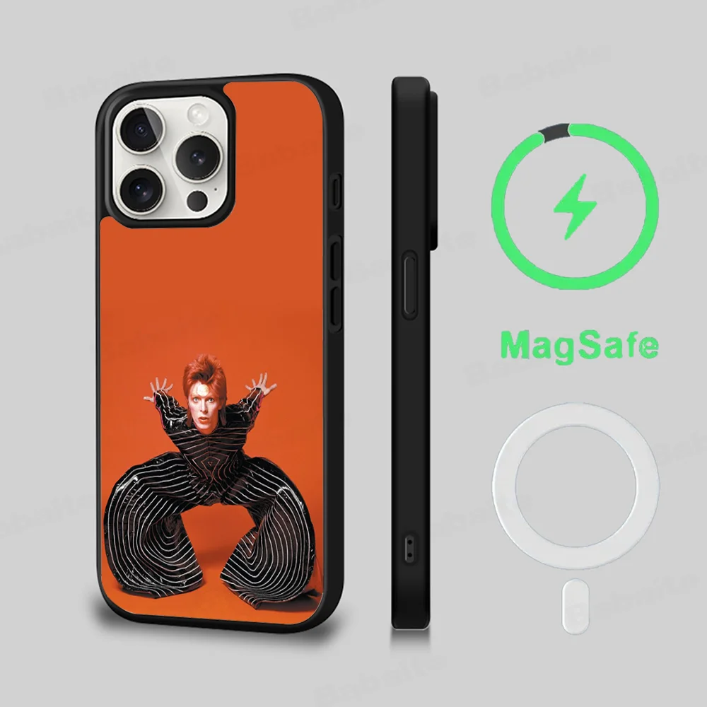 D-David B-Bowie Phone Case Magesafe Magnetic Wireless Charge Case For iPhone 16 11 12 13 14 15 Pro Max Plus Mini