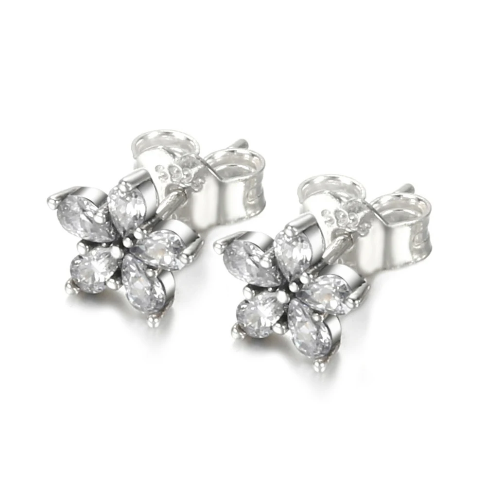 

925 Sterling Silver Honeycomb Hexagon Silhouette Starfish Seashell Rose Petals Fashion Stud Earrings For Women Gift DIY Jewelry