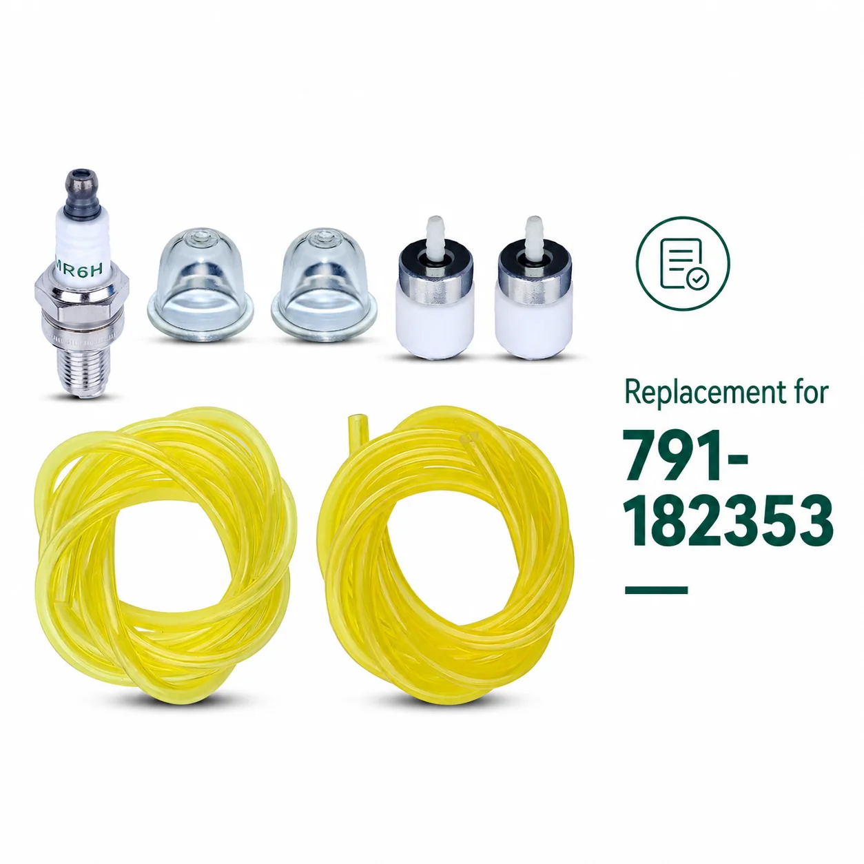 Fuel Line Fuel Filter Primer Bulb Spark Plug Kit For Troy Bilt TB144 TB415CS TB425CS TB465SS TB475SS OEM 791-182353 791-182352
