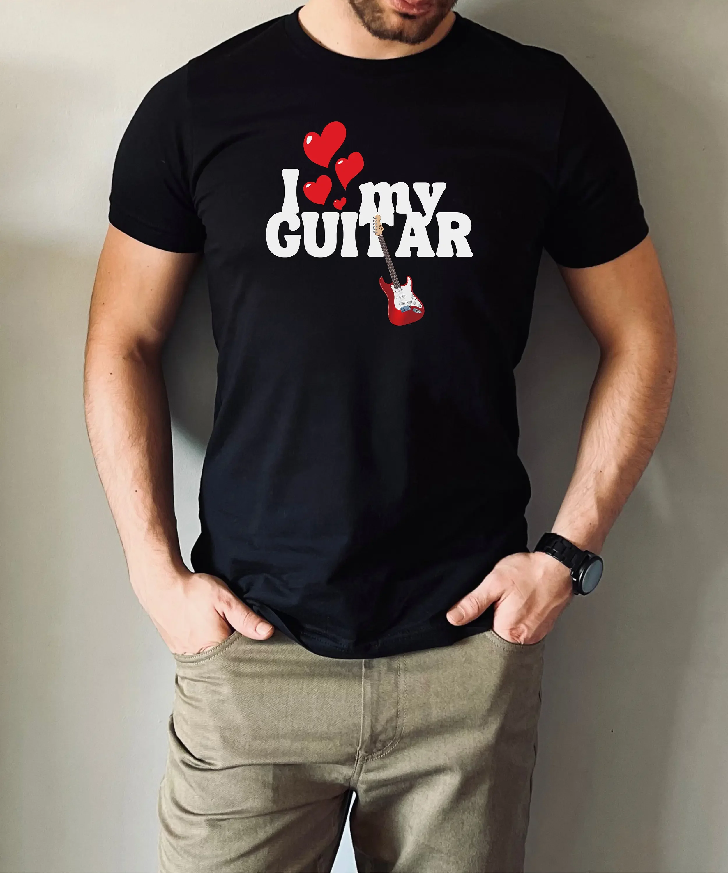 Guitar lover T Shirt I love my Valentine gift anytime item for any fashion music apparel