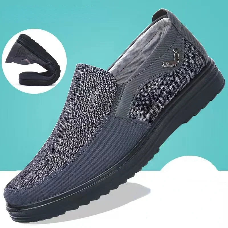 Size 50 Men Breathable Shoes Fashion Light Old Beijing Cloth Men\'s Slip on Flat Canvas Shoes Work Zapatillas Hombre