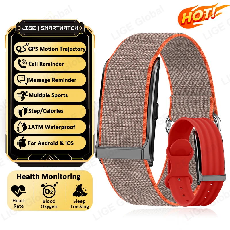 LIGE Smart Watch Men Women Fitness Bracelet GPS Sports Band Heart Rate Blood Pressure Monitor Waterproof Multifunction Watches