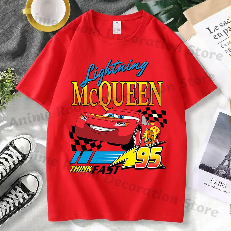 Lightning Mcqueen Red Hip Hop T-shirt for Men Women Anime Cartoon Fashion Short-sleeved Top Couple Summer Sports T-shirts Gifts - view 3