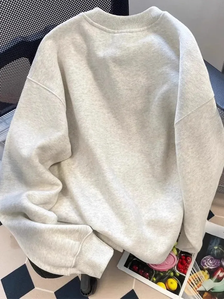 Felpe da donna con stampa simpatico cartone animato autunno stile preppy manica lunga pullover Kawaii Giappone vintage casual o collo top dolci femminili