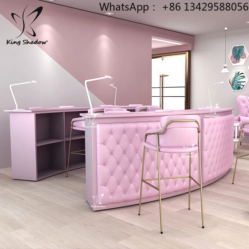 

Beauty Salon Furniture Nail bar Station Nail Tables Glass Double Manicure Table