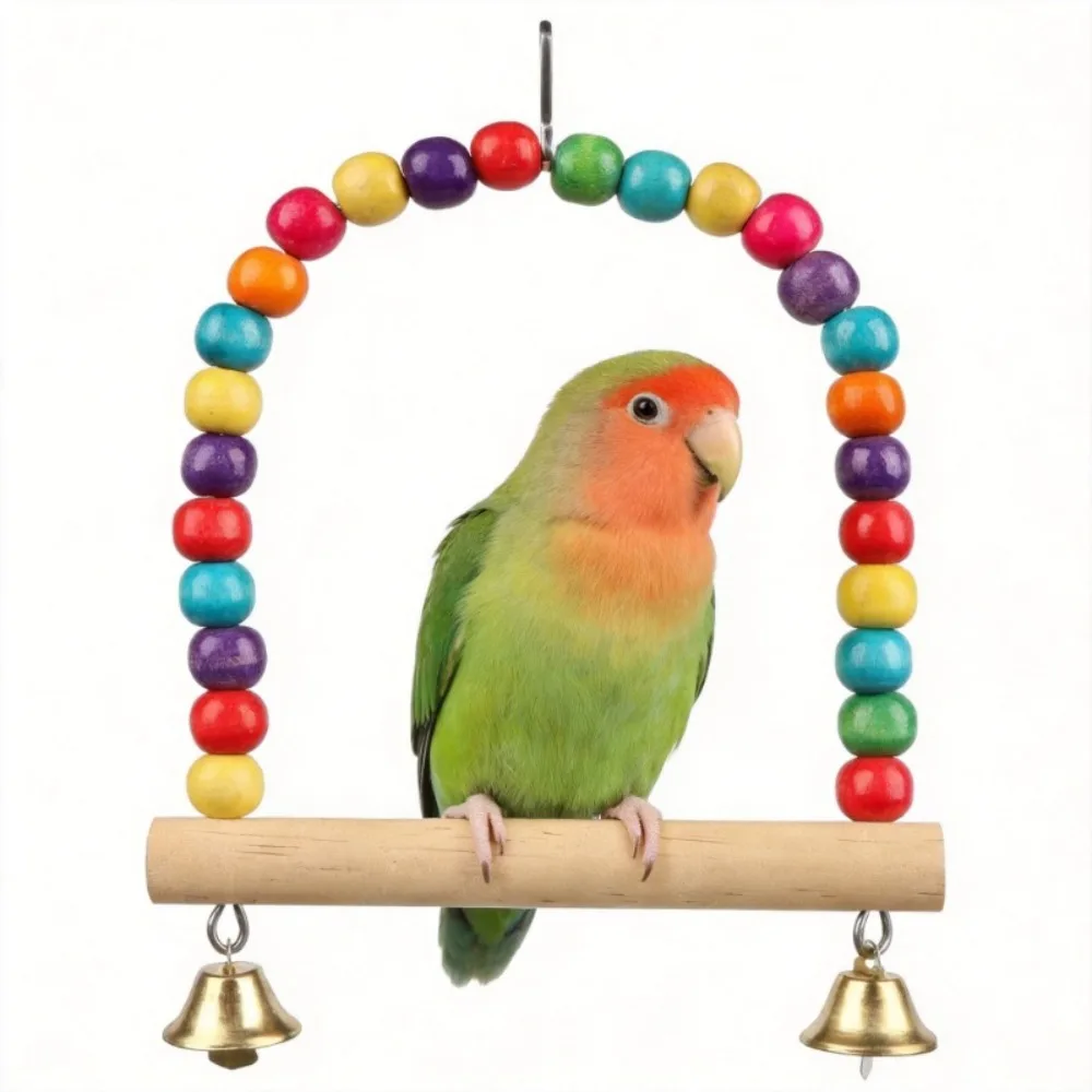 1 Stück Haustier-Spielzeug Vogelschaukel Papageien-Holzschaukelständer Papageienspielzeug Vogelspielzeug Haustierzubehör Accesorios Para Pájaros