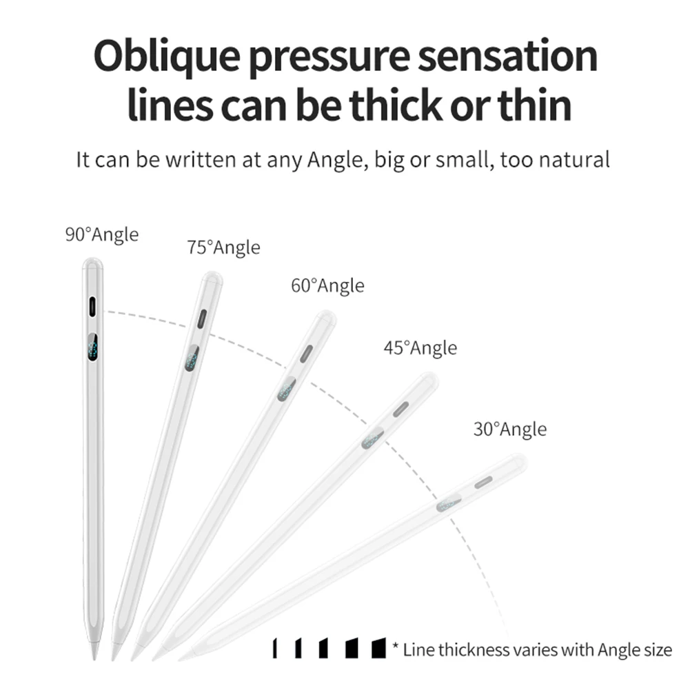 Lápiz óptico con sensibilidad de inclinación para tableta, lápiz táctil 3X de carga más rápida, lápiz activo, pantalla de alimentación para Apple iPad 2018-2024