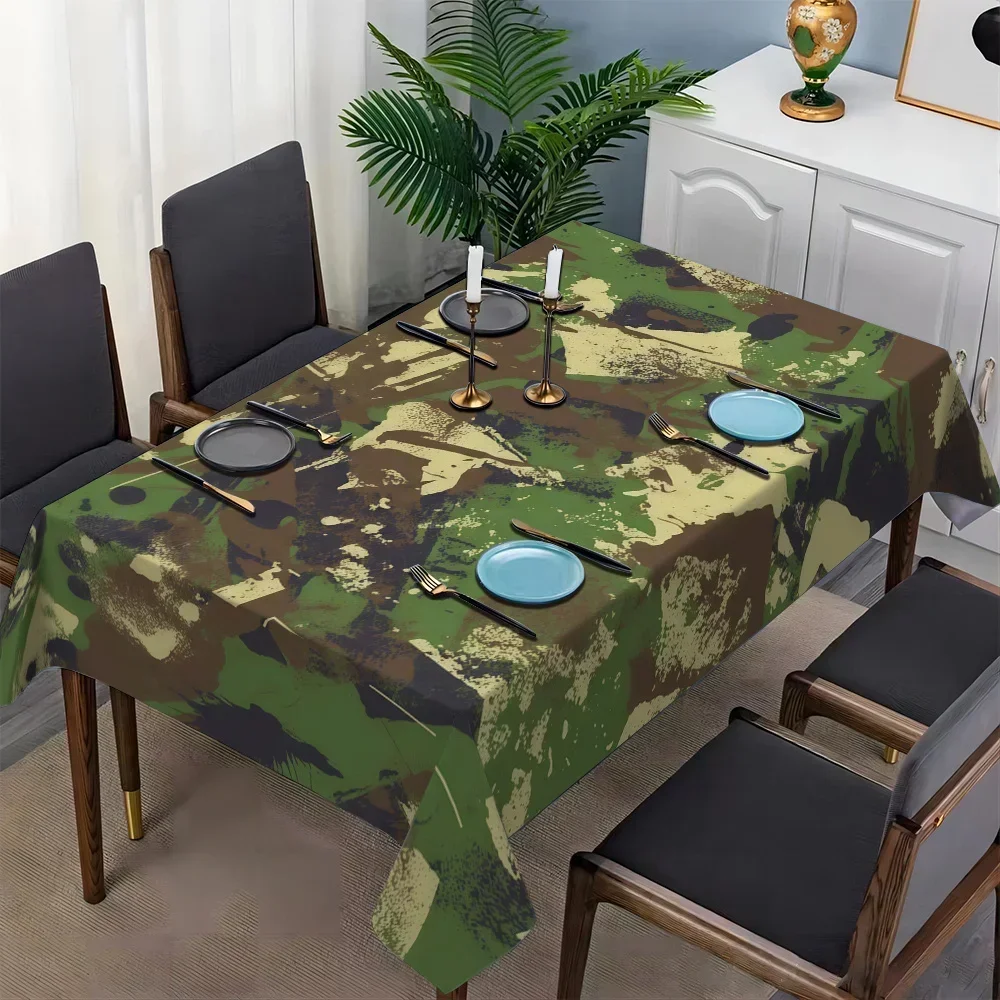 JIT-1PC Abstract Camouflage Style, Green and Brown Tinted Pattern, Simple European Style Pattern Tablezyc