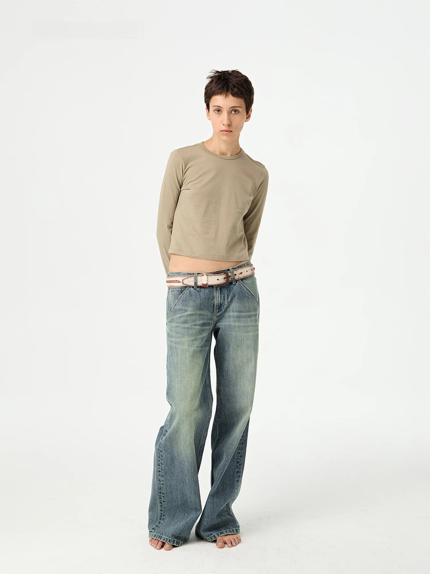 

Прямые джинсы Rust een со средней заниженной талией, винтажные хлопковые женские джинсы с завышенной талией, оливковые повседневные прямые джинсы без растяжек