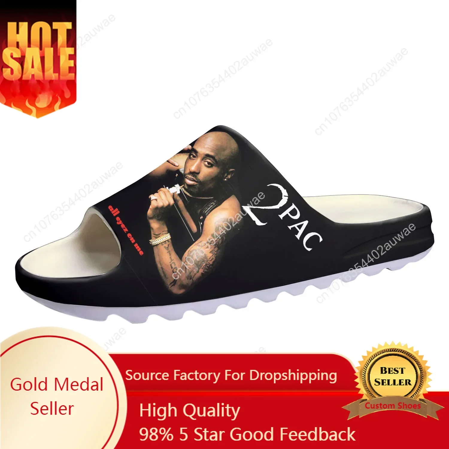 

2Pac Tupac Rap Soft Sole Sllipers Home Clogs Step on Water Shoes Mens Womens Teenager Customize Bathroom Beach on Shit Sandals