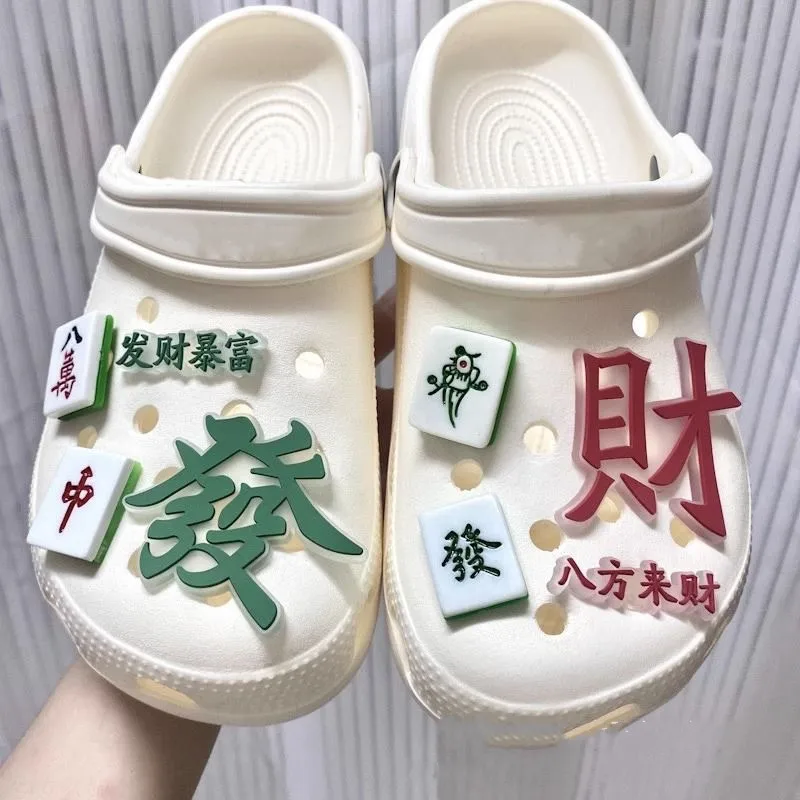 Creative Wealth Mahjong Hole Shoe Charms Decorations Cute and Rich Birds Shoes Buckle DIY 3D Hole Shoe Accessories