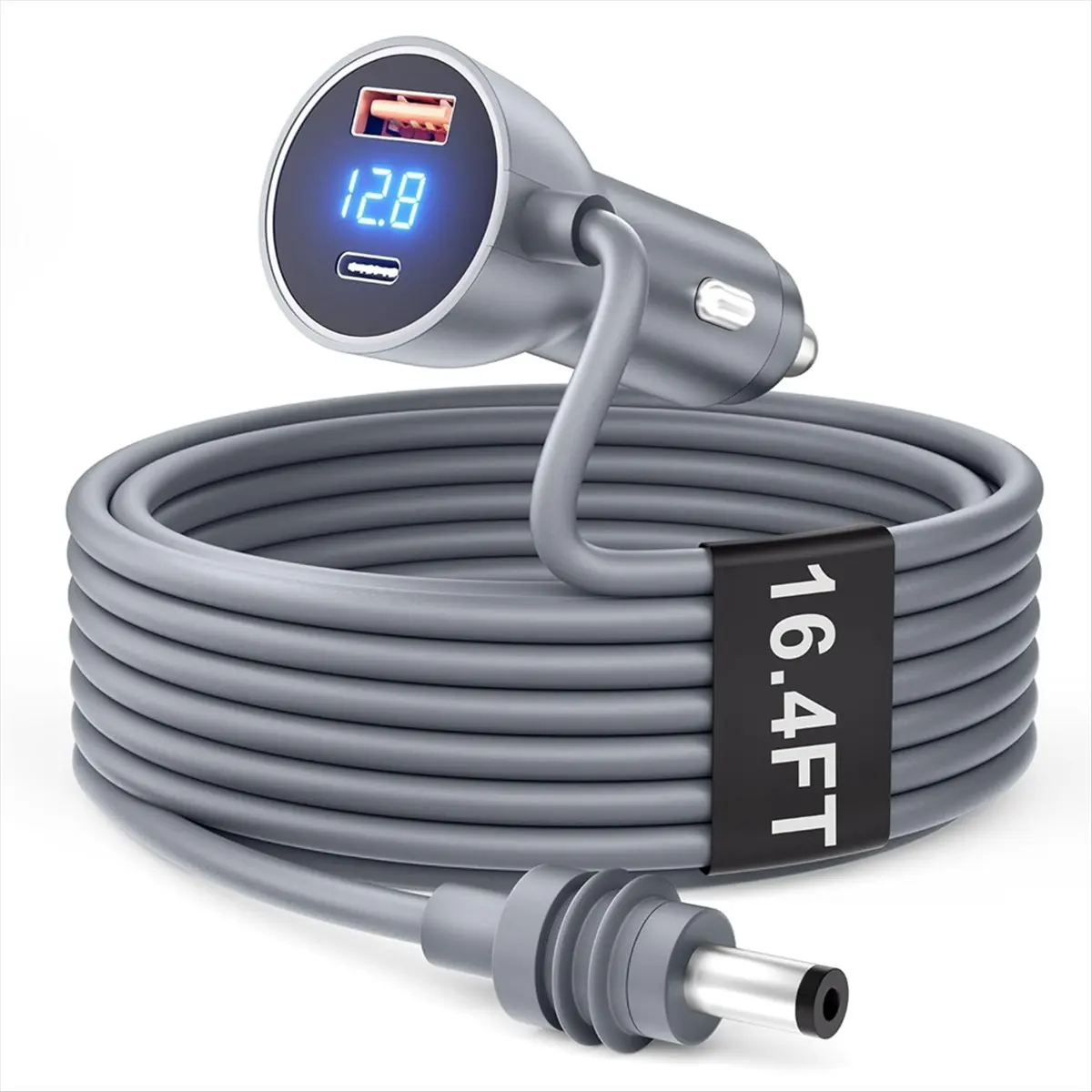 Car Charger Adapter for Mini with Digital Display DC 12V 24V Lighter Power Cord for Truck Cars 16.4FT