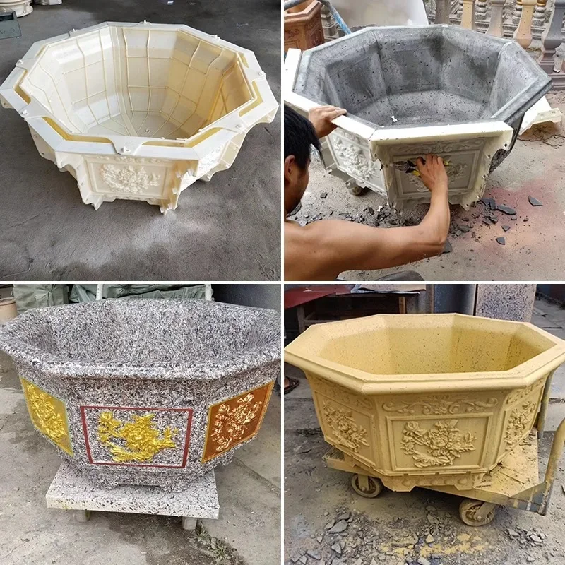 Octagonal polygonal flower pot mold cement pot homemade plate model large extra large plastic bonsai template