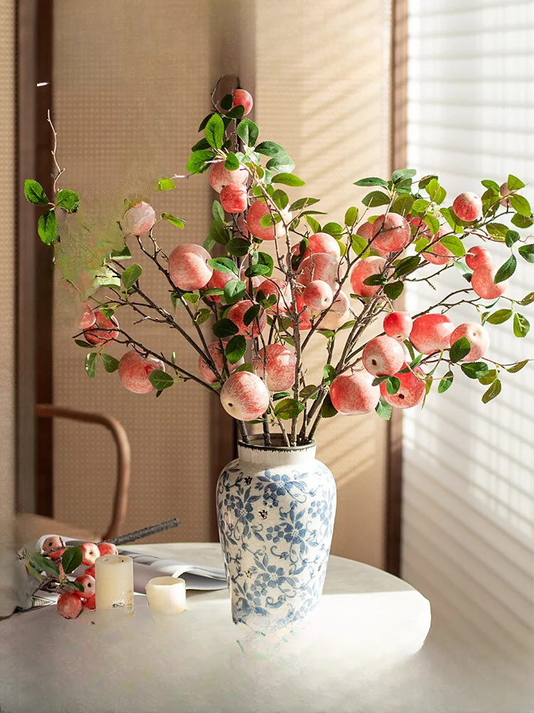 

Realistic apple simulated flower New Year's decoration branches fruit fake living room arrangement dried