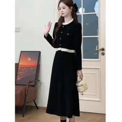 French High-end Temperament Black Top Half Skirt Two-piece Set Women's New Style This Year's Popular Beautiful Suit Skirt