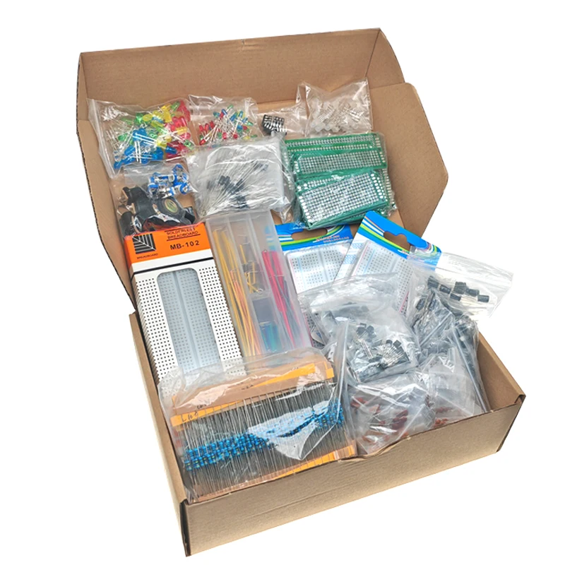 2110PCS Mega elektronische componentkit assortiment, condensatoren, weerstanden, LED, transistors, diodes, 1n270 germanium, DC-aansluitingen