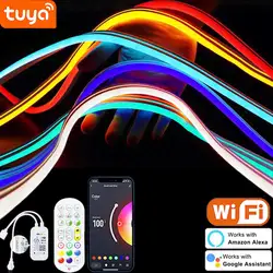 Tuya Neon RGB Strip WiFiDC5V RGB Neon LED Strip Work 1m 2m 3m 4m 5m With App/Smart Life for TV Home Neon Decor Lighting