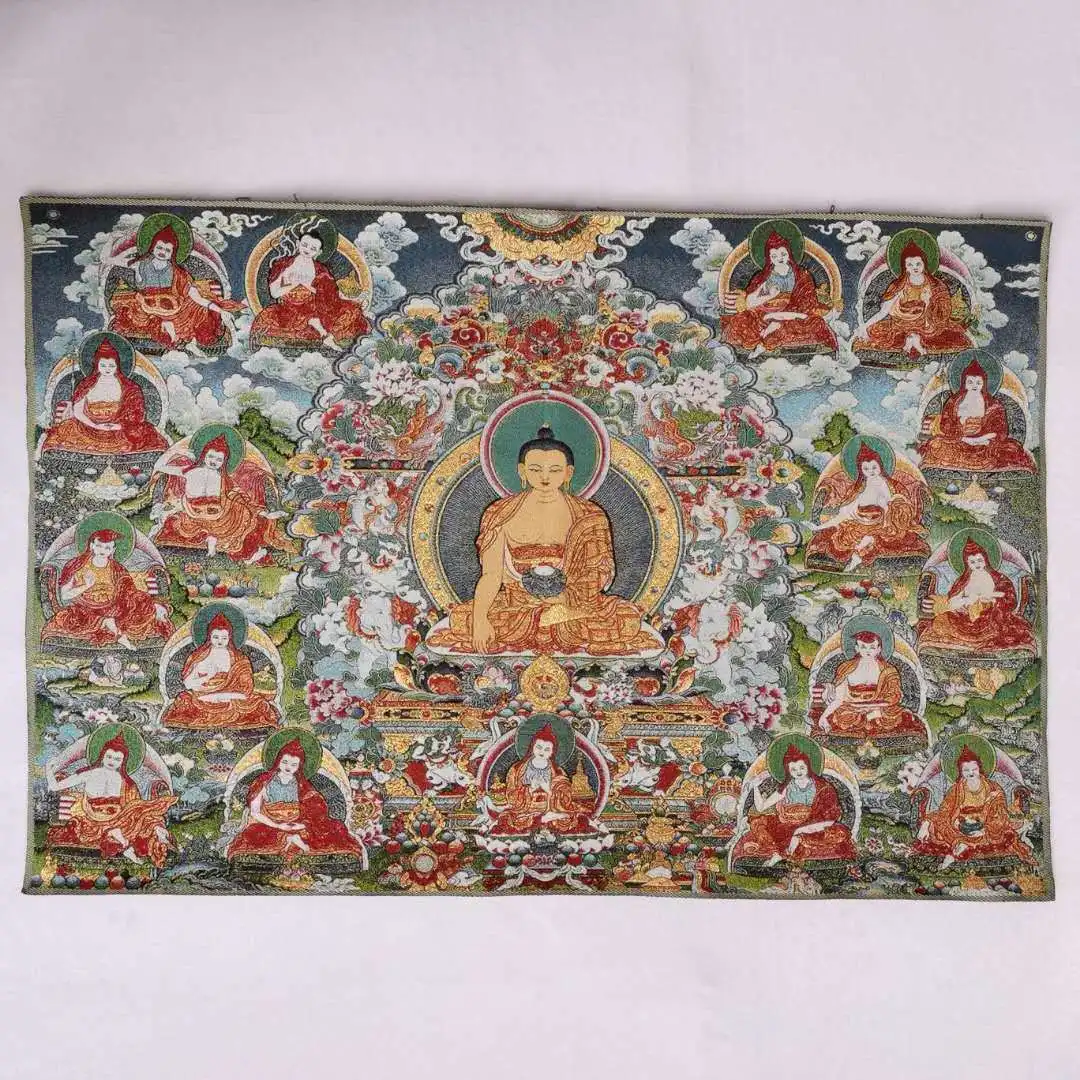 

36" Tibet Tibetan Cloth Silk Buddhism Sakyamuni Buddha Tangka Thangka Mural