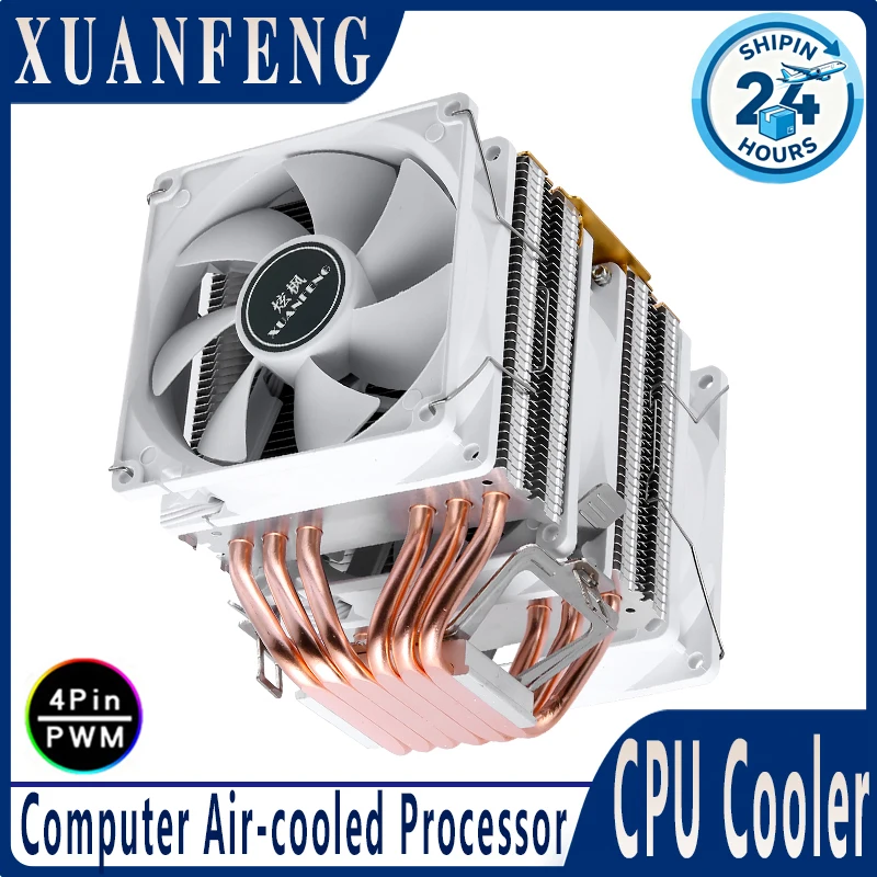 XUANFENG Computer Air Cooling Dual Tower 6 Heat Pipe Cooler CPU Fan Compatible LGA2011 X99 E5 2066 115x 1200 1700 I5 I7 AM4 AM5