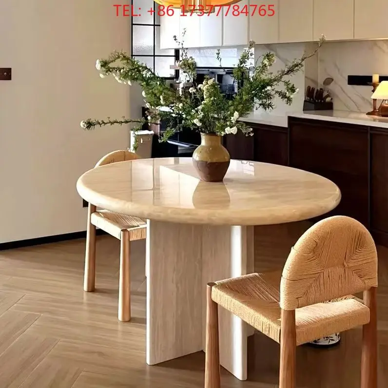 Natural Marble Round Dining   Modern Minimalist High End Creative Design Light Luxury Dining   for Home Restaurant Use