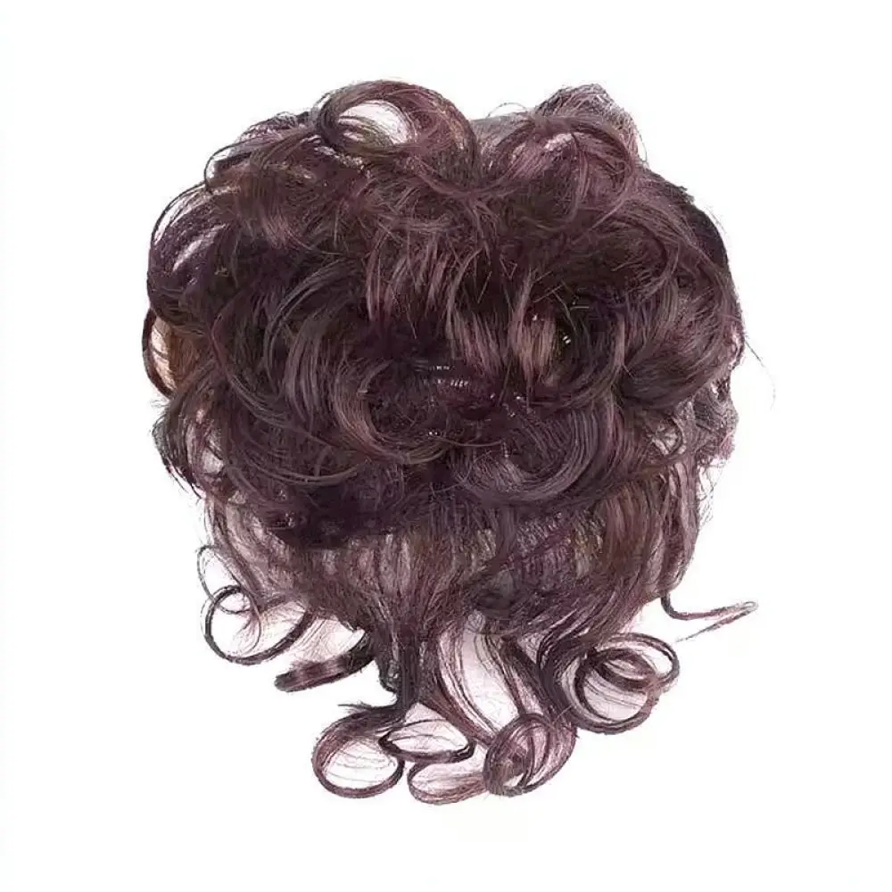 For ChuChu Hair Topper Women Synthetic Short Curly Wiglet Breathable Hairpiece Natural Black Cover White Roots Volume Boost