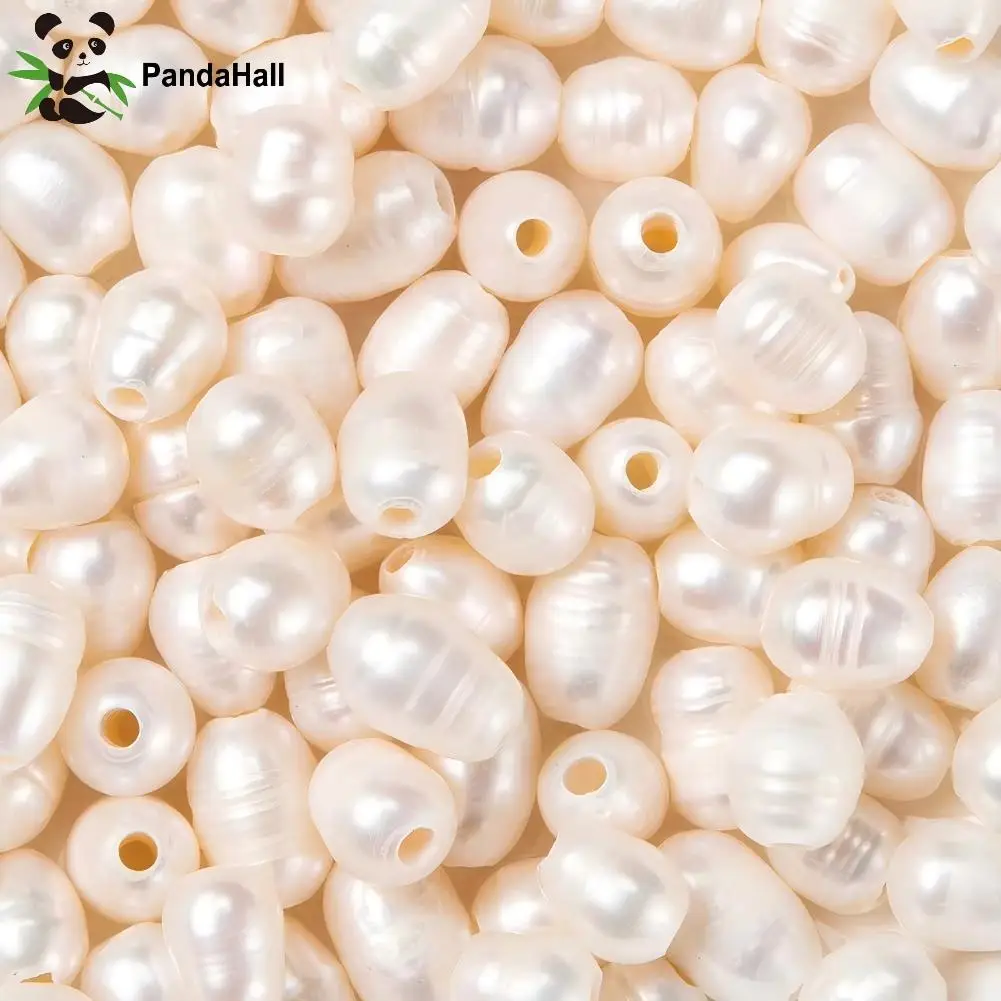 

PandaHall 100Pcs Oval Natural Cultured Freshwater Large Hole Pearl Loose Beads For DIY Jewelry Bracelet Necklace 7~10x7~8mm