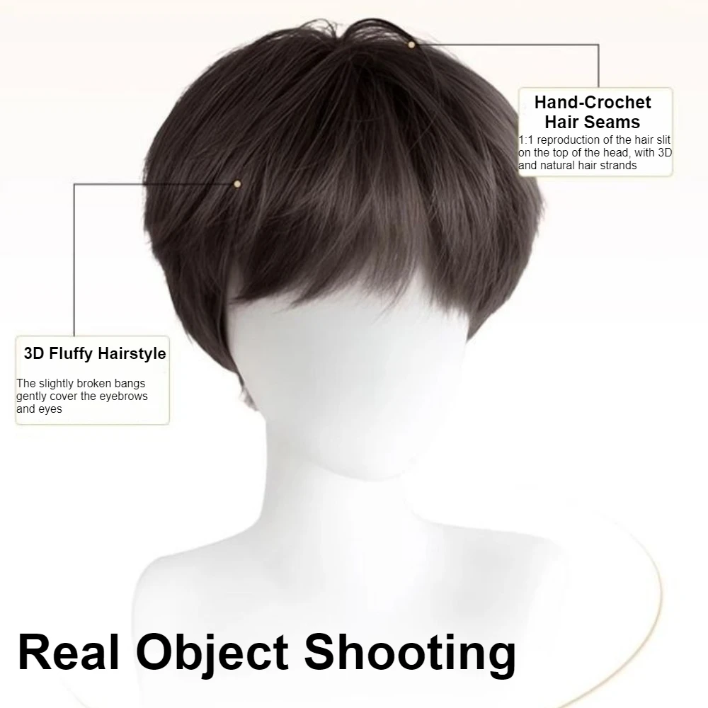 أزياء الاصطناعية شعر مستعار مستقيم للرجال رقيق الشعر القصير نمط تأثيري الباروكات الطبيعية غطاء رأس أسود الكورية الذكور شعر مستعار يومي