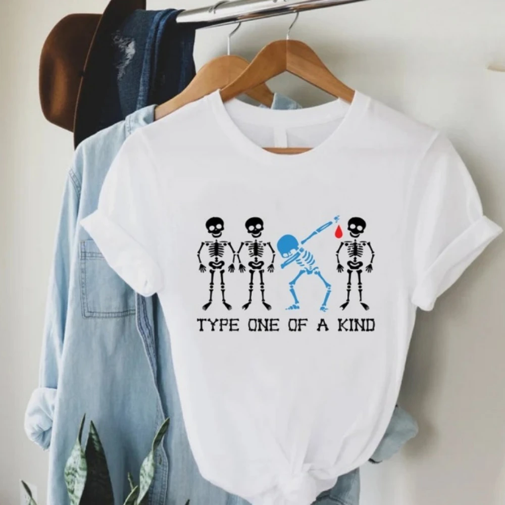 Funny Diabetes Shirt Dancing Skeleton Diabetes T-Shirt Type One Fighter Shirt Unisex Women Men T Shirt High Quality Cotton Tops