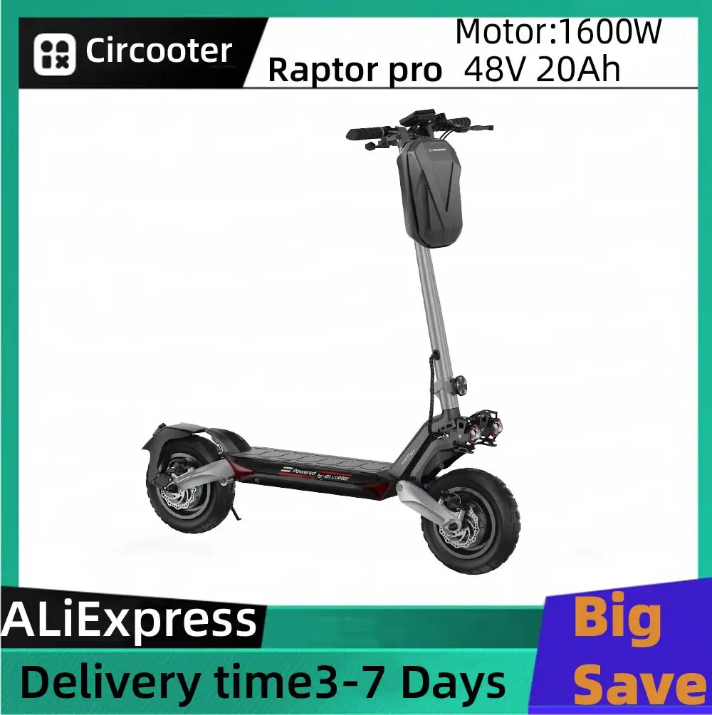 

Circooter Raptor pro adult escooter, 1600W motor, 48V 20AH folding E-scooter, 10-inch tire, E-mountain scooter, electric scooter