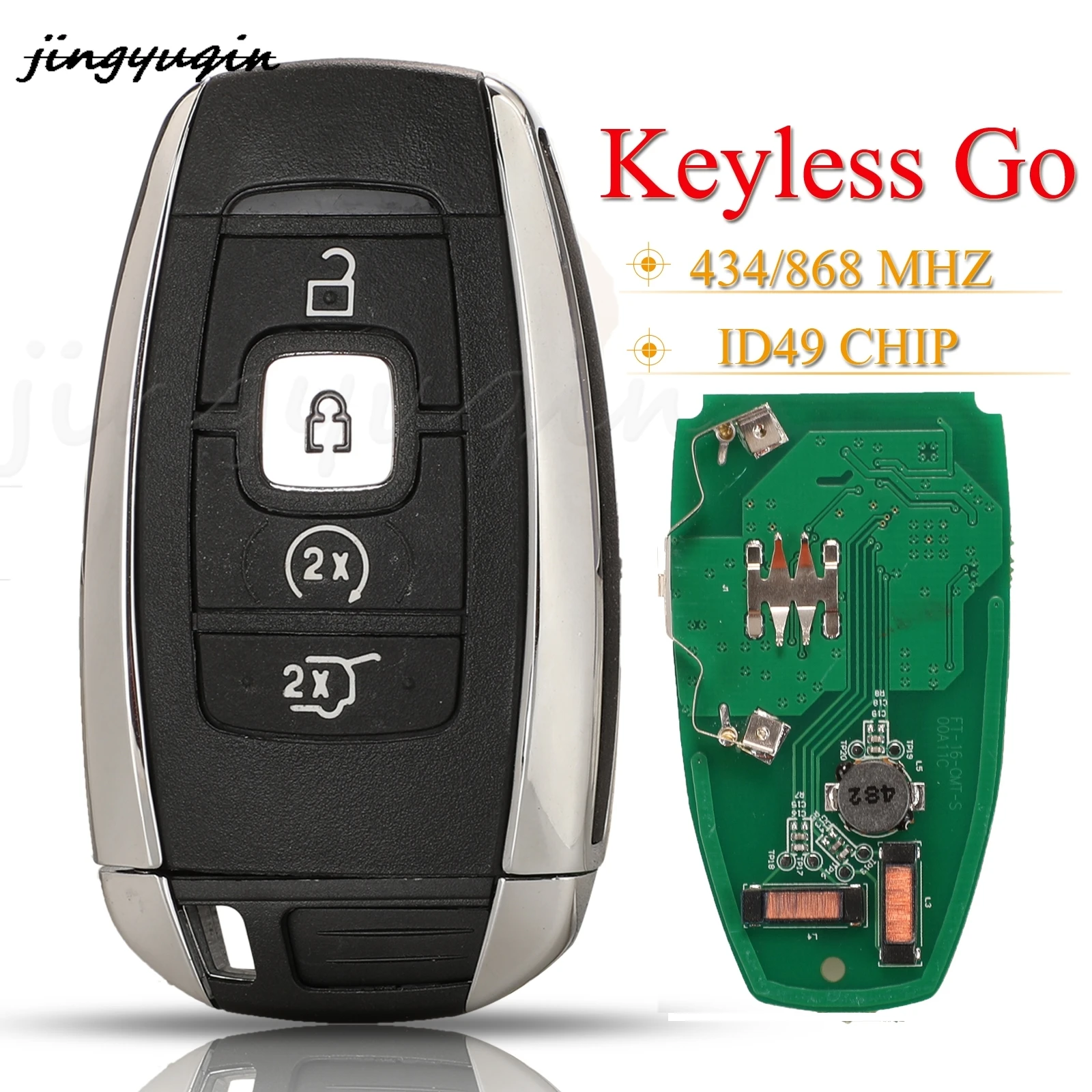 

jingyuqin Keyless Go 434/868Mhz ID49 Car Key Remote For Lincoln MKC MKZ MKX NAVIGATOR 2017 2018 2019 2020 Smart Fob Control