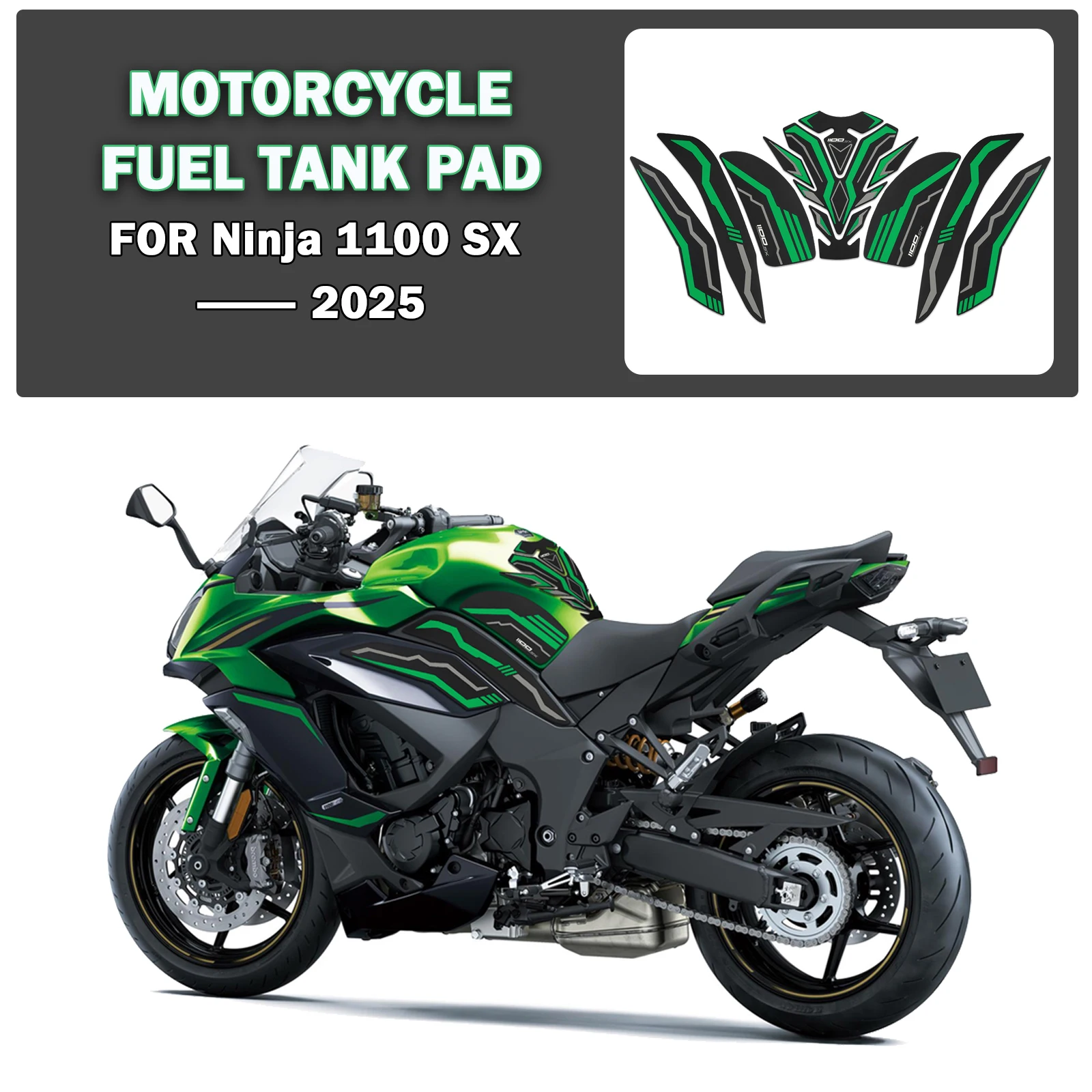

For Ninja 1100 SX 2025 1100sx Motorcycle Accessories Gas Tank Pad Anti Slip Decoration Decals Kits Fuel Tank Protection Stickers