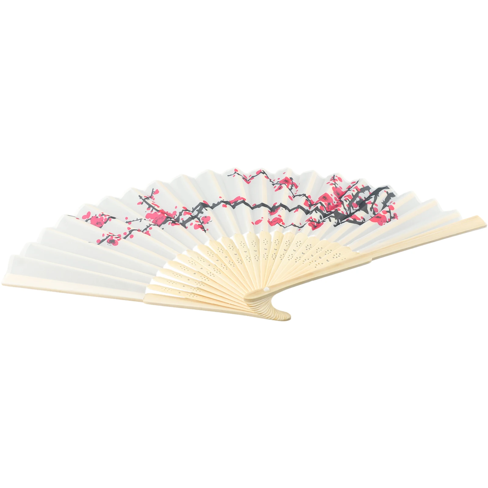 Folding Hand Fan Polyester 21cm Length for cherry Blossom Garden Parties Outdoor Weddings 38cm Unfolding Diameter Hot Sale