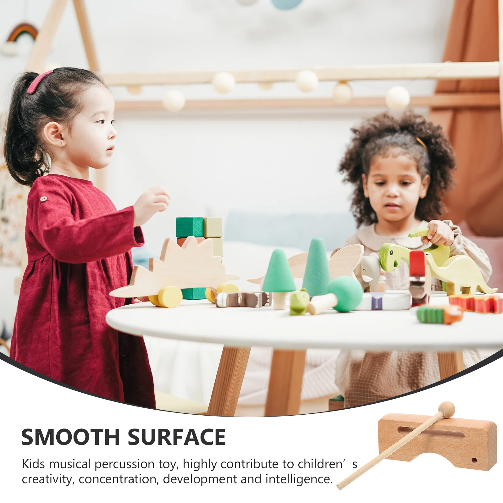 

Kids Wooden Percussion Instrument Music Rhythm Block Educational Musical For Children Wood Color Lightweight Portable