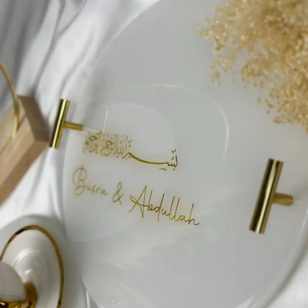 Vinyl Sticker Wedding Ring Tray Sticker Custom Name Gold Foil Personalized Engagement Tray Decor Bride And Groom Wedding Favors