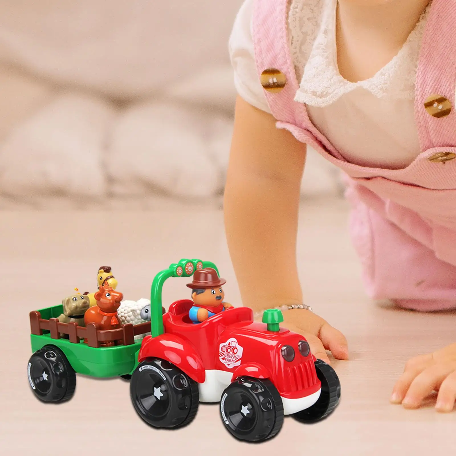 

Tractor Toy with Farmer Pretend Play Desktop Decoration Color Recognition Farmer