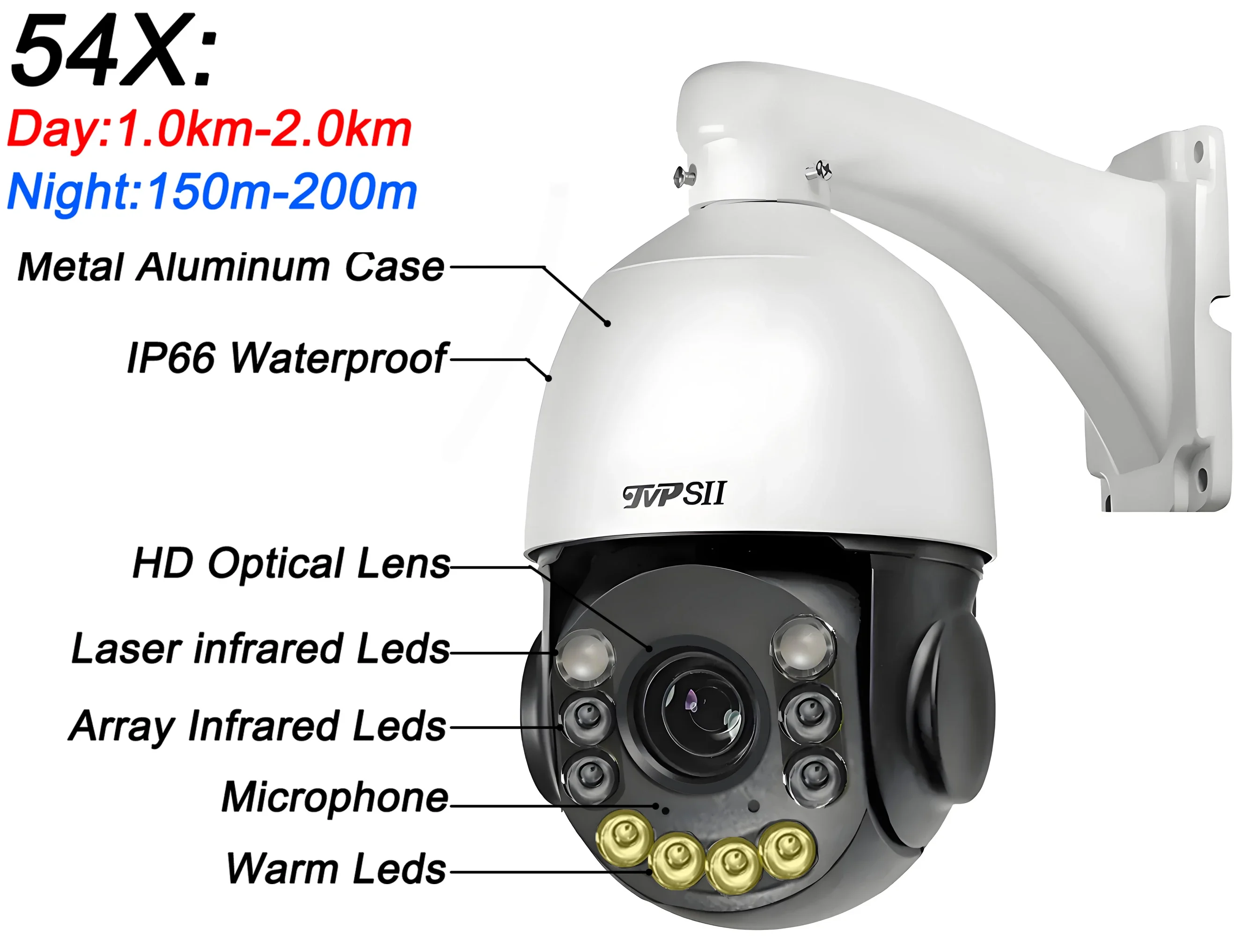 Camhi Metall-Laser-Infrarot-Vollfarb-Auto-Tracking 8MP 4K 54X Optischer Zoom 5,0GHz 2,4GHz Audio WIFI IP PTZ Speed Dome Kamera – Detail 13