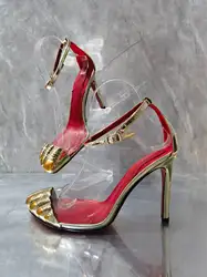 Fashion Woman Split Gold Toe Thin High Heel Sandal Shoes Female Buckle Ankle Strap Summer Party Wedding Sandal Shoes