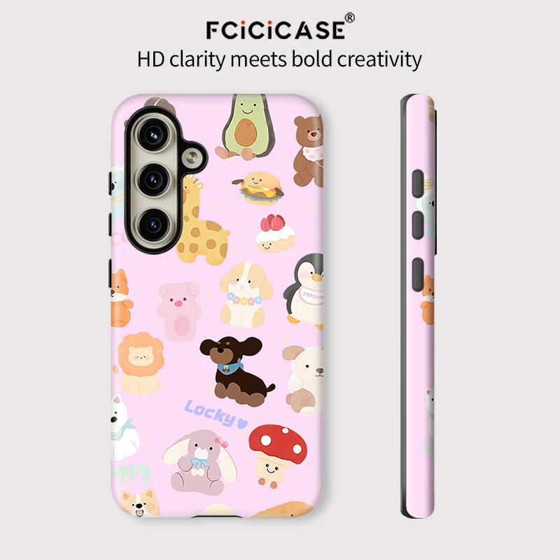 Fcicicase Cassa Del Telefono Per Samsung Galaxy A26 A56 A16 A36 5G Simpatici Animali Del Fumetto Orso Cani Modello Antiurto Opaco Copertura Del PC