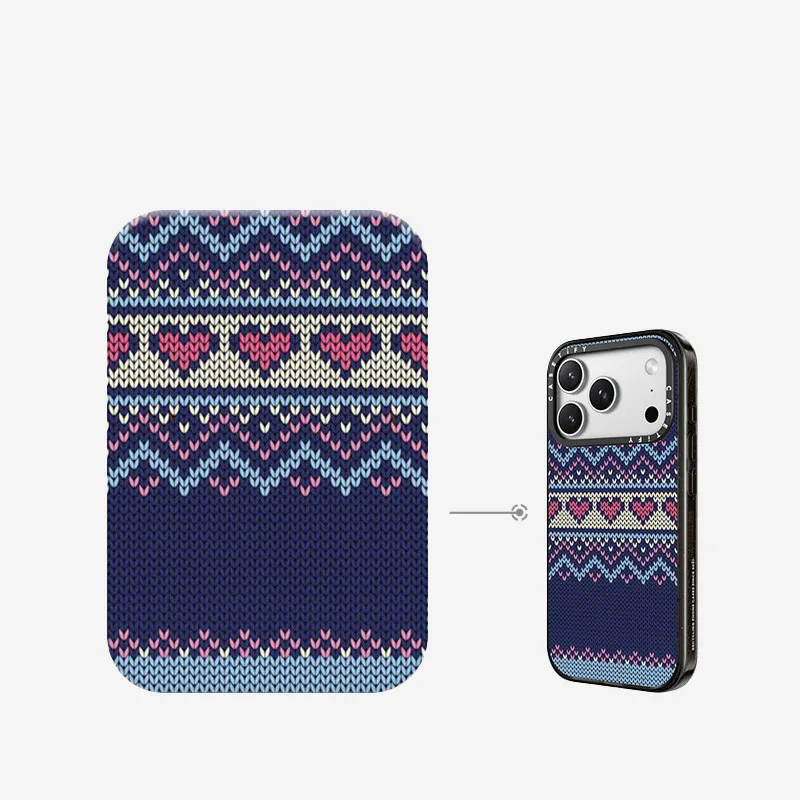 CASETiFY Red, Blue Fair Isle Sweater Stripes  Magnetic Drop-proof Case for iPhone 13 14 15 16 17 Pro Max Air Plus Protect Cover view 3